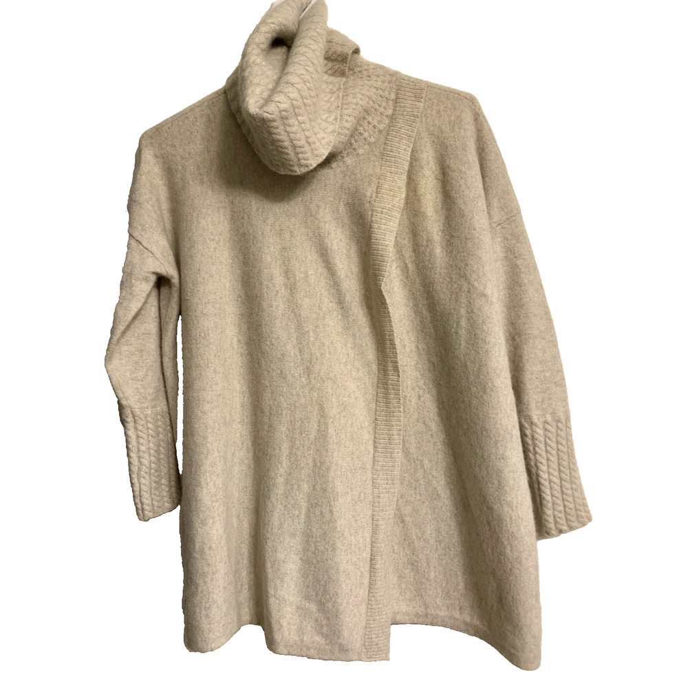 Saks Fifth Avenue Sweater Women's Size XS/S Oatmeal Cashmere Cowl Neck Crossover